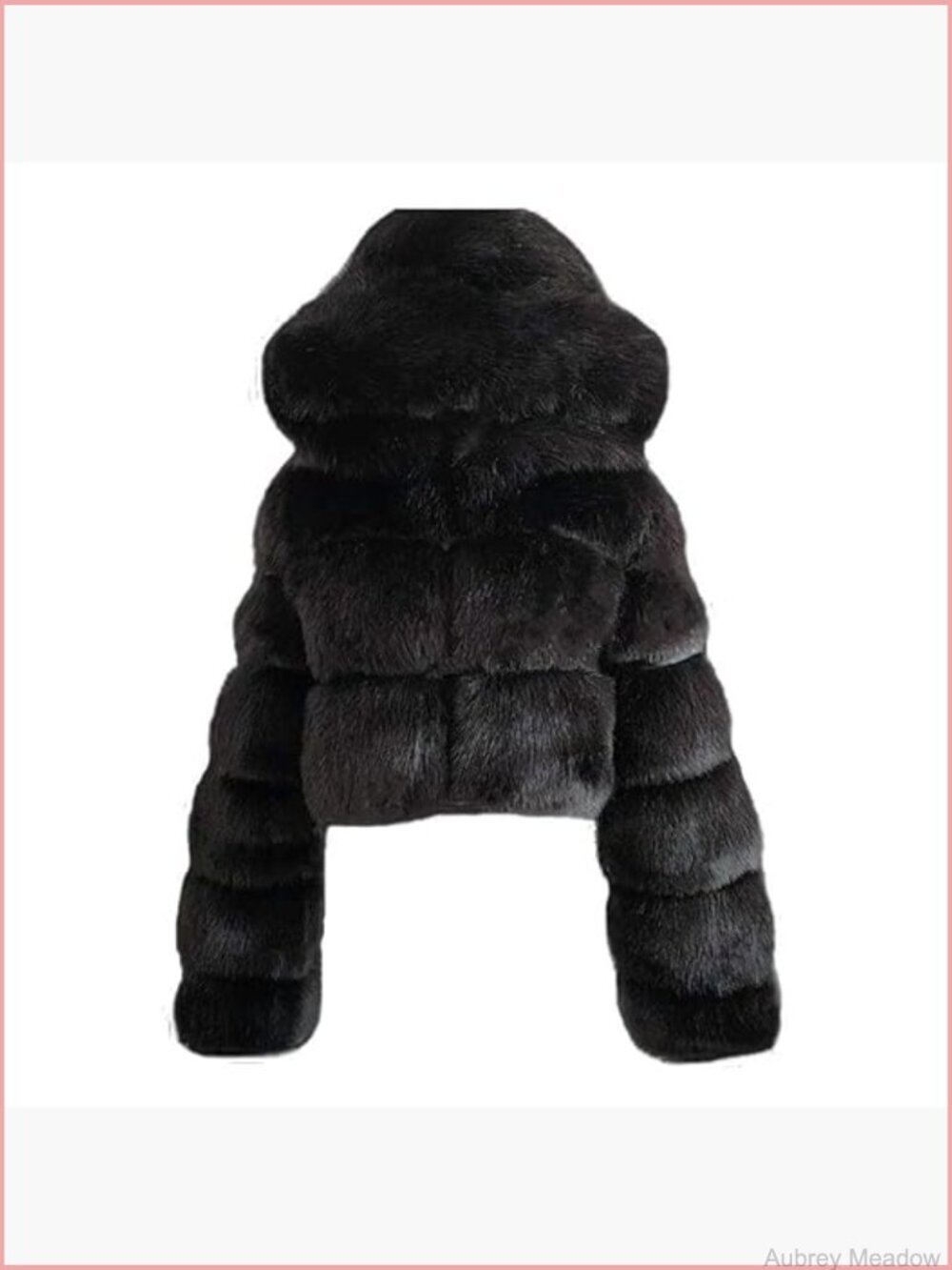 Cropped Faux Fur Jacket with Hood Zipper Up Long Sleeve Shaggy Winter Coat